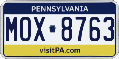 PA license plate MOX8763