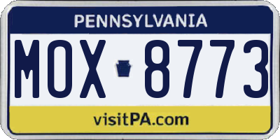 PA license plate MOX8773
