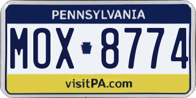 PA license plate MOX8774