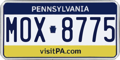 PA license plate MOX8775