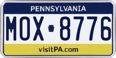 PA license plate MOX8776