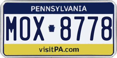 PA license plate MOX8778