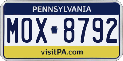 PA license plate MOX8792