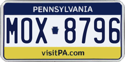 PA license plate MOX8796