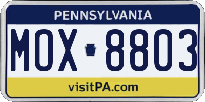 PA license plate MOX8803