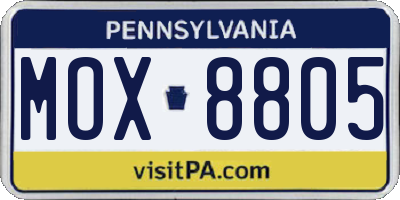 PA license plate MOX8805