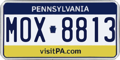 PA license plate MOX8813