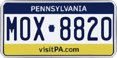 PA license plate MOX8820