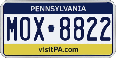 PA license plate MOX8822