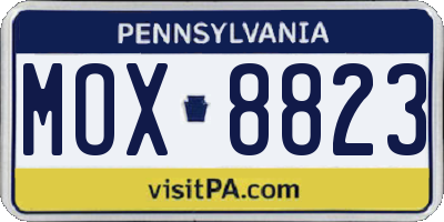 PA license plate MOX8823