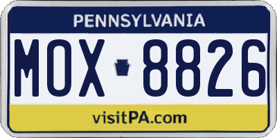 PA license plate MOX8826