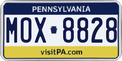 PA license plate MOX8828