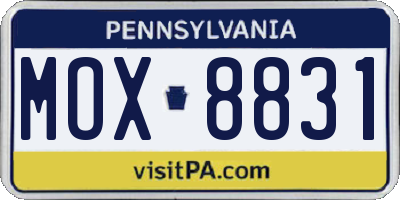 PA license plate MOX8831