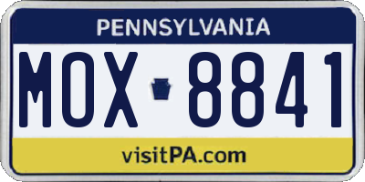 PA license plate MOX8841