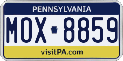 PA license plate MOX8859