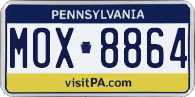 PA license plate MOX8864