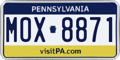 PA license plate MOX8871