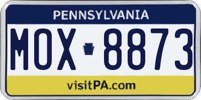 PA license plate MOX8873