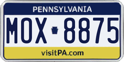 PA license plate MOX8875