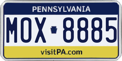 PA license plate MOX8885