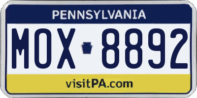 PA license plate MOX8892