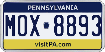 PA license plate MOX8893