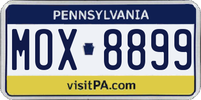 PA license plate MOX8899