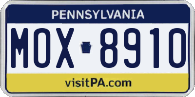 PA license plate MOX8910