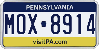 PA license plate MOX8914