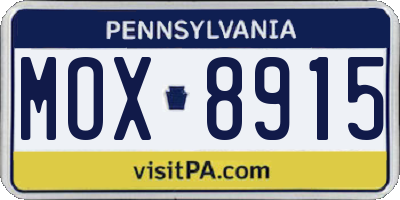 PA license plate MOX8915