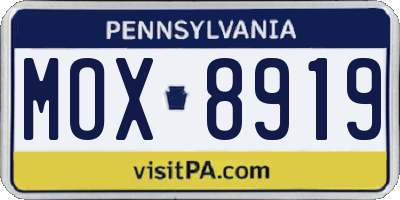 PA license plate MOX8919
