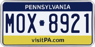 PA license plate MOX8921