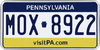 PA license plate MOX8922