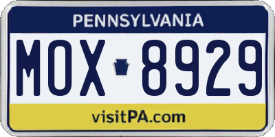 PA license plate MOX8929