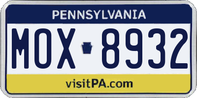 PA license plate MOX8932