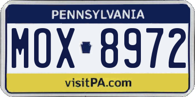 PA license plate MOX8972