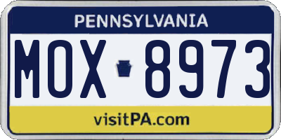 PA license plate MOX8973