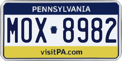 PA license plate MOX8982