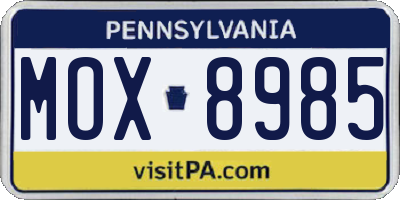 PA license plate MOX8985