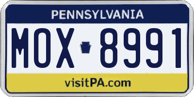 PA license plate MOX8991