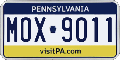PA license plate MOX9011