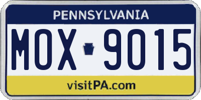 PA license plate MOX9015