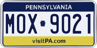 PA license plate MOX9021