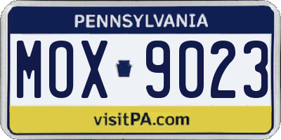 PA license plate MOX9023