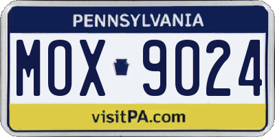 PA license plate MOX9024