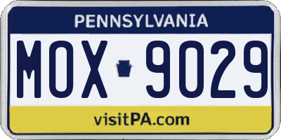 PA license plate MOX9029