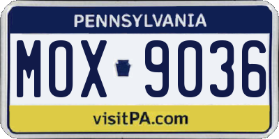 PA license plate MOX9036