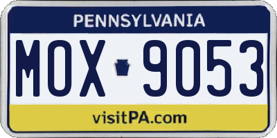 PA license plate MOX9053
