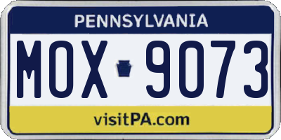 PA license plate MOX9073