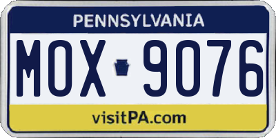 PA license plate MOX9076